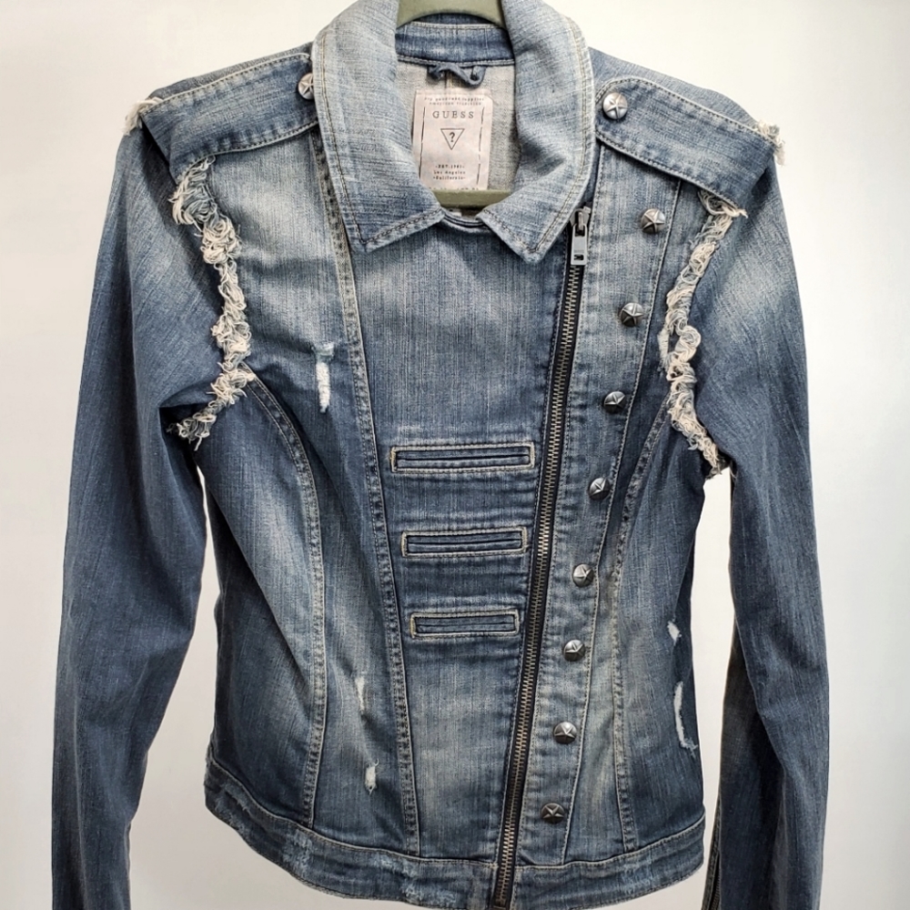 Guess Fitted Denim Jean Jacket, Size L